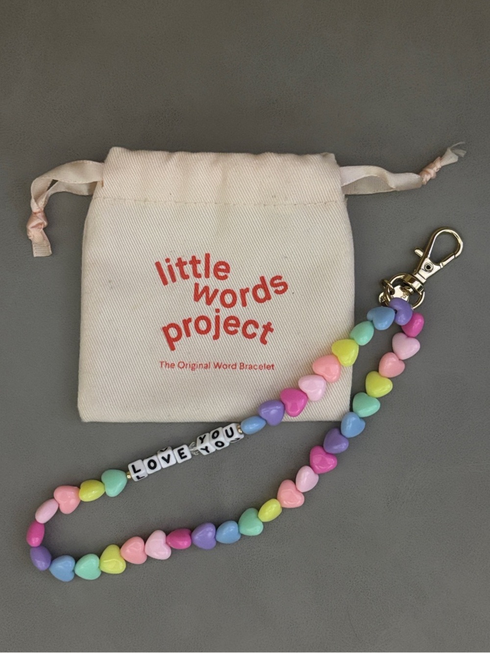 Little Words Project Pastel Heart Keychain Lanyard - 'LOVE YOU'